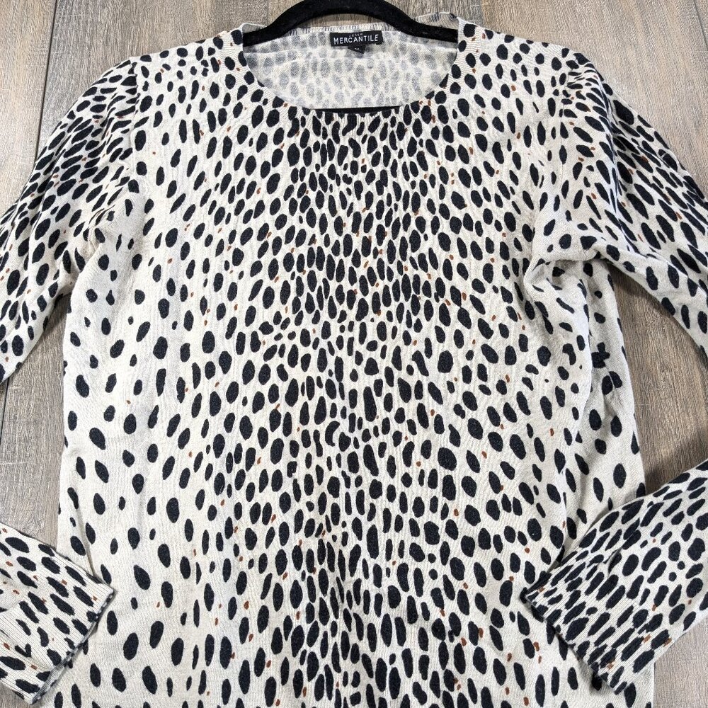 J. Crew Black and White Long Sleeve Animal Spot Tee